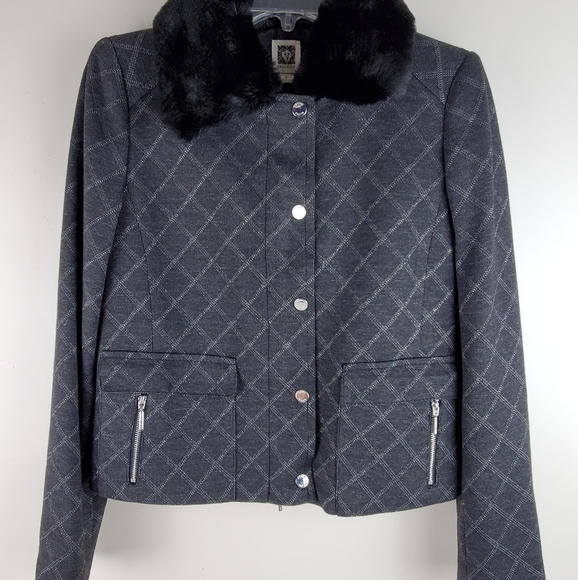 Anne Klein Blazer Jacket Gray Black Small - Picture 2 of 7